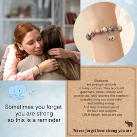 POWWA Elephant Gifts for Women, Feel Better After Surgery Revovery Inspirational Bracelet Get Well Soon Gifts for Women