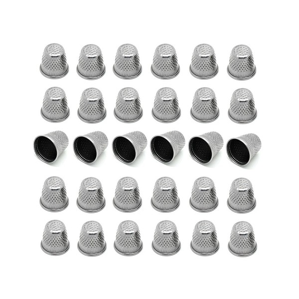 30 Pcs Silver Metal Thimbles Vintage Design for Sewing DIY Crafts Sewing Thimble Size Approx:19mm x 18mm