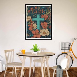 Wergund 5D DIY Diamond Art Cross, Diamond Art Kits for Adults Religion, Diamond Painting Full Drill Crystal Rhinestone Embroidery Cross Stitch Arts Craft Canvas Wall Decor Gift 12x16Inch/30x40 cm-1