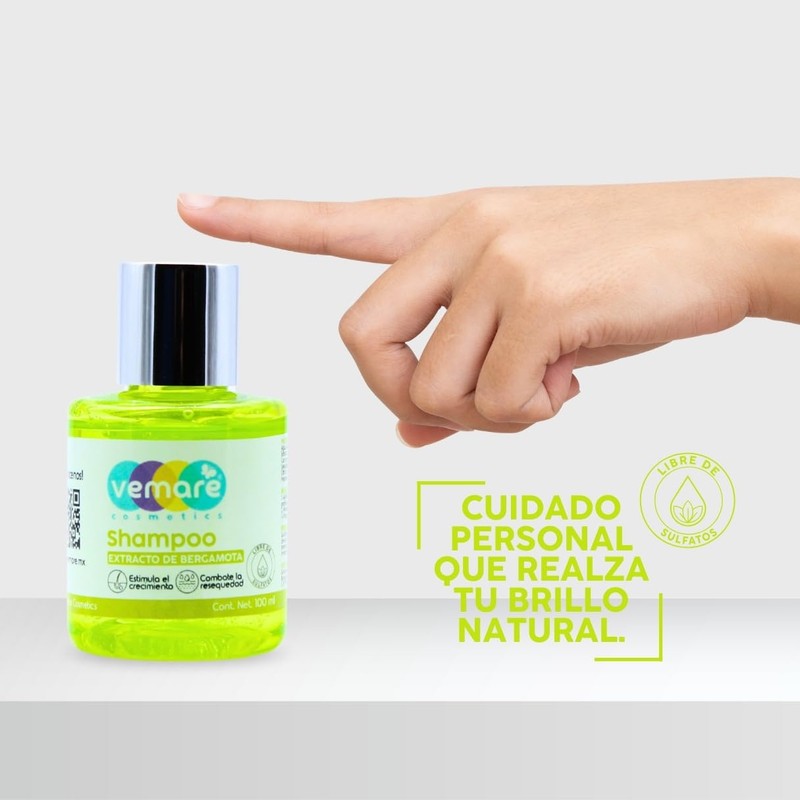 Vemare Cosmetics Shampoo con Extracto de Bergamota Fortalecedor Capilar 100ml