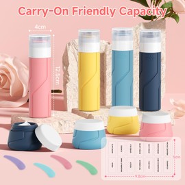 Alyvisun 14-teiliges Silikon-Reiseflaschen für Toilettenartikel, nachfüllbare Reiseflaschen, 30 ml Cremedosen mit Schaufeln und Aufbewahrungstasche, auslaufsichere Toilettenartikelbehälter für Shampoo