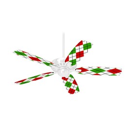 Argyle Red and Green - Ceiling Fan Skin Kit fits most 42 inch fans (FAN and BLADES SOLD SEPARATELY)