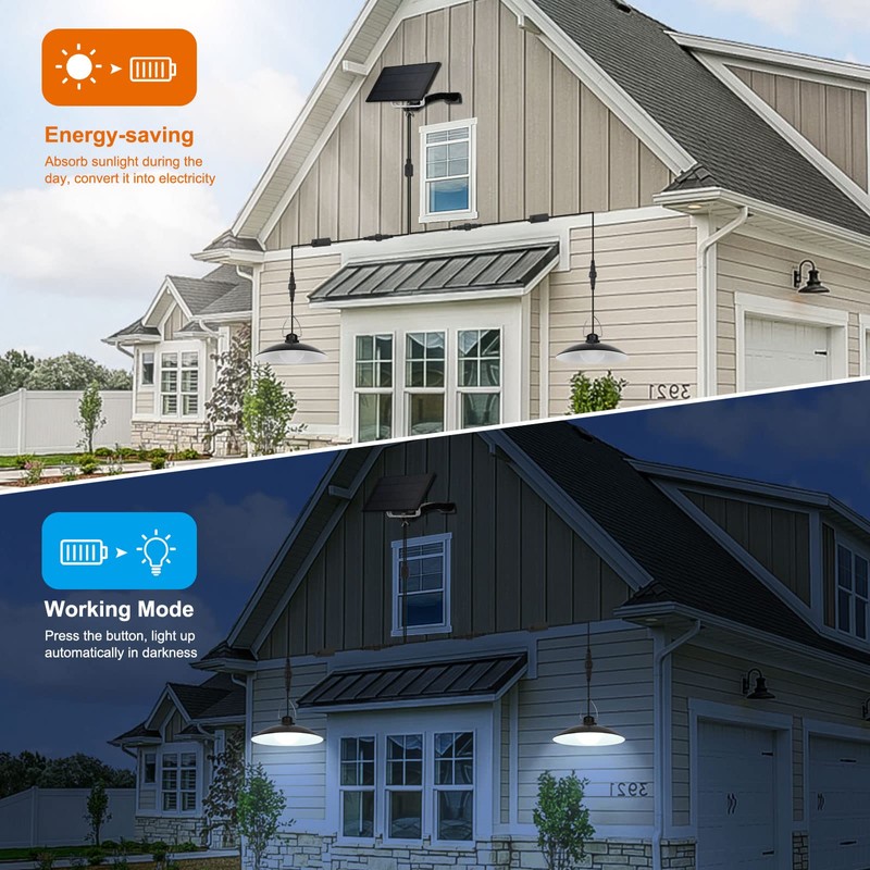 ENCOFT Solar Light Outdoor LED Hanging Lamp IP65 Waterproof Pendent