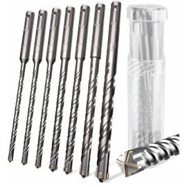 KSP-TEC® | Carbide - Cross Tipped SDS-Plus Rotary Hammer Drill and Chisle Bit Set with Storage Case for Masonry, Concrete, Brick, Stone