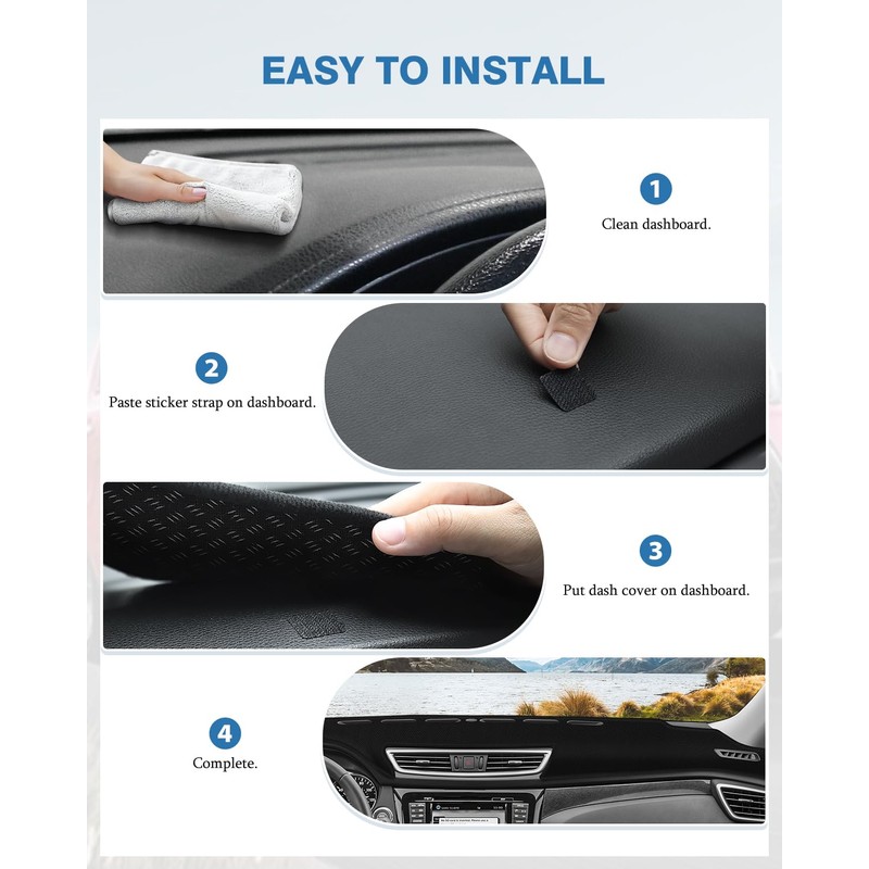 FIILINES Dash Cover for Nissan Rogue 2014-2020, Dashboard Mat Cover