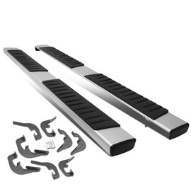 DNA MOTORING 6 Inches Wide Aluminum Side Step Nerf Bar Running Boards Compatible with 07-18 Silverado/Sierra 1500, 07-19 Silverado/Sierra 2500HD 3500HD Crew Cab, Black/Silver, STEPB-ZTL-8054