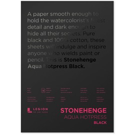 Stonehenge Aqua Legion Watercolor Pad, 140lb, Hot Press, 10 x 14 inches, Black Paper, 15 Sheets (L21-SQH140BK1014)