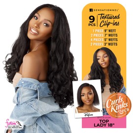 Sensationnel Curls kinksandco clip in - top lady 18 inch easy to use clips for natural 3c to 4c hair textures (1B OFFBLACK)