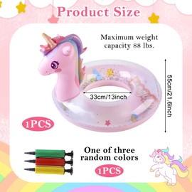 FAINCA Inflatable Summer Beach Swimming Ring, Thick PVC Swimming Ring, Children, Bring a Hand Pump, Swimming Rings with Glitter, for Beach and Pool 110 x 50 x 70 cm