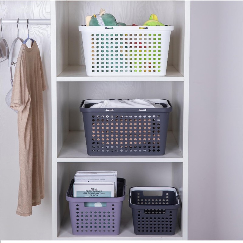 MINDFARGE Plastic Shower Caddy Basket with Handles, Cleaning Supply for