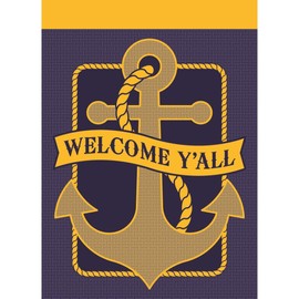 Magnolia Garden Flags M000006 29 x 42 in. Anchor Welcome Y-All Burlap Garden Flag Large
