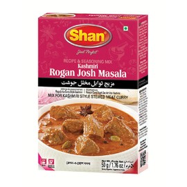 Shan Kashmiri Rogan Josh Recipe and Seasoning Mix 1.76 oz (50g) - Spice Powder for Kashmiri Style Stewed Meat Curry - Suitable for Vegetarians - Airtight Bag in a Box