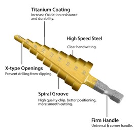 Fi18 3Pcs HSS Step Bits Set High Speed Steel Step Drill Bits Set Cone Drill Bits Hole Cutter for Wood Stainless Steel Sheet Metal
