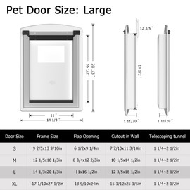 MAVRICTECH Dog Door for Exterior Door, Steel Frame, Magnetic Double Flap, Easy Install, Closing Panel, Secure, Fits Pets Up to 110lb (Large), Weatherproof, White (Large)