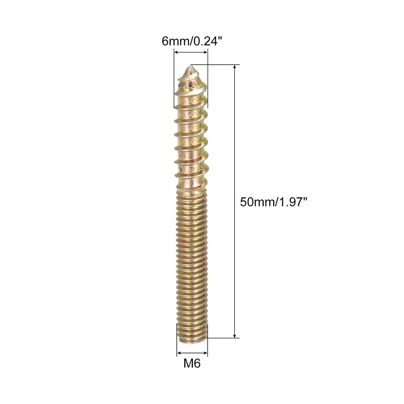 sourcing map Hanger Bolts Screw Connection Hanger Woodworking M6 x