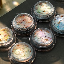 LISMYAKEY Shell Nail Parts, Nail Parts, Set of 6 Seashells, Shelf Lake, Shell, Powder, Nail Art, Thin, Container, Big Shell, Jewelry Parts, Nail Art, Nail Decoration, Nail Seashell Style, 6 Colors for