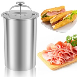 Stainless Steel Ham Press Maker, Multifunctional Meat Press Cooker, Round Shape Homemade Deli Meat Press Cooker Machine, Ham Mould Cooking Ham Mould for Meat Pork Seafood Beef Fish Poultry