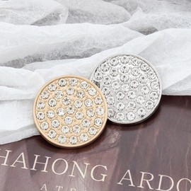 ftiemlovde 10 Elegant Dirndl Buttons Gold for Sewing Metal with Rhinestones Golden Costume Nightdress Button Coat Large Eyelets Made of Copper Alloy Blazer Decorative Buttons (G10G 23 mm)