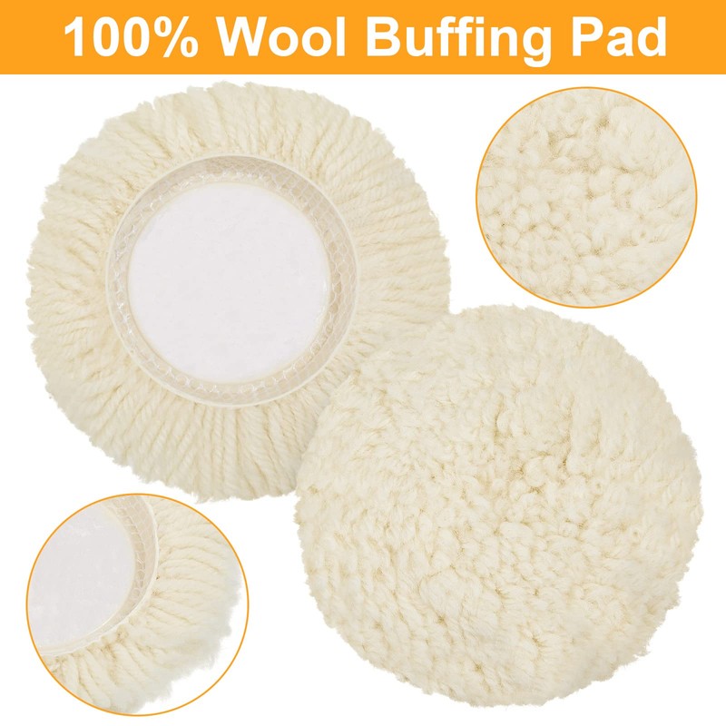 Tallew 6 Pcs 3 Inch Wool Polishing Pad Hook Loop