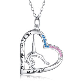 Gymnastics Gifts for Women Gymnast Necklace 925 Sterling Silver Gymnastics Fashion Jewelry Pendant Birthday (She believe 2)