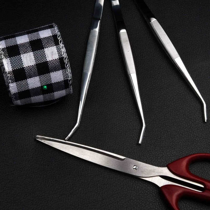 Stainless Steel Tweezers, with Curved Serrated Tip Multipurpose Sewing Machine