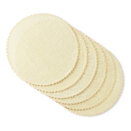 Woven Water Resistant Lindos Fabric Placemat Set 6-Pack, 15" Round, Beige