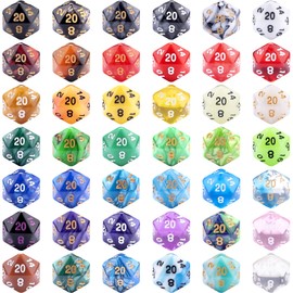 SIQUK 42 Pieces Polyhedral Dice Mixed Colours 20 Sided Dice for DND RPG MTG Table Games, with a Black Velvet Storage Bag