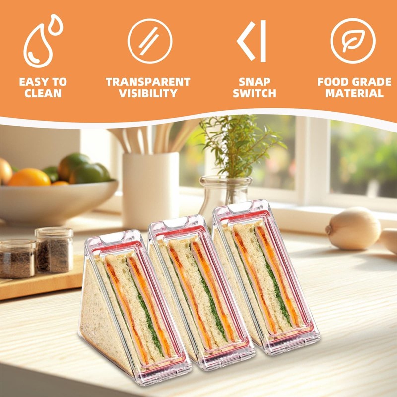 DYUEE Triangle Sandwich Box Reusable, 3 PCS Washable Sandwich Container,