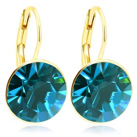 Nobel Schmuck Short Earrings with Crystals, 925 Silver, Gold, Glass, Crystal