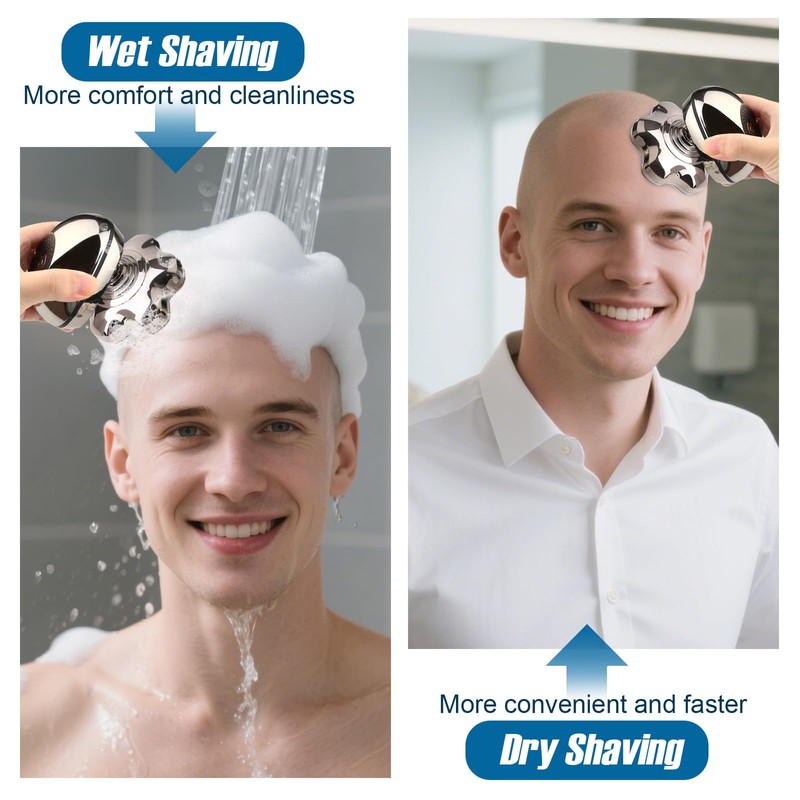 7 Blade Head Shaver Replacement, Magnetic 7D Rotating Washable Shaver