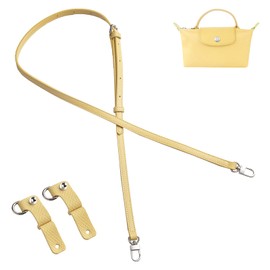KOMHPS Purse Straps Replacement, Leather Handbag Crossbody Shoulder Strap Adjustable for Longchamp Bag Women(Wheat Yellow)