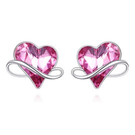 ONEFINITY Infinity Heart Earrings 925 Sterling Silver Crystal Infinity Heart Stud Earrings Infinity Heart Jewelry For Women