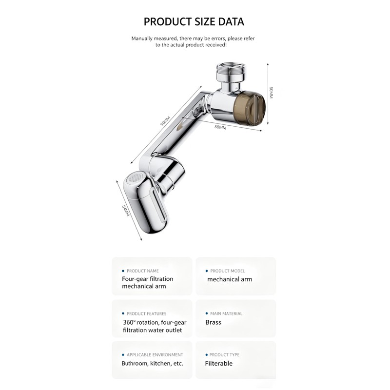 SANYEMA 1080° Sink Faucet Aerator Extension Swivel Faucet Extender for