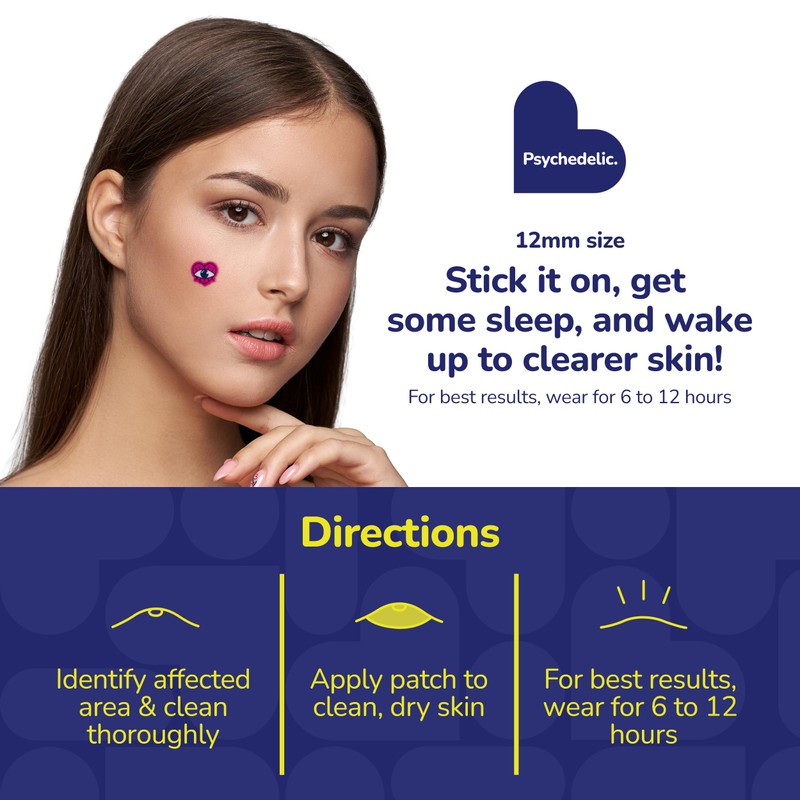 BioSwiss Psychedelic Pimple Patches, Hydrocolloid Acne Patch for Zits and