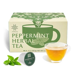 Johou Peppermint Herbal Tea Pods, Specially Ground Pure herb, Full-Flavor, Compatible with All K-Cup Brewers & Keurig 2.0, 24 pods, Caffeine Free Sleep time Tea, Made in Taiwan