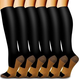 Amofatia Compression Socks Copper for Women & Men Circulation (6 Pairs) 15-20 mmHg is Best Support for Athletic Running Cycling (AU, Alpha, Large, X-Large, Regular, Regular, Compression Socks 03)