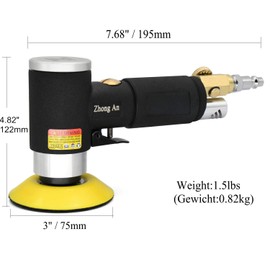 Mini Exzenterschleifer Druckluft Schwingschleifer Polierer,Hohe Geschwindigkeit 12000 RPM,Schleifmaschine mit 50mm und 75mm Schleifteller, Schwarz