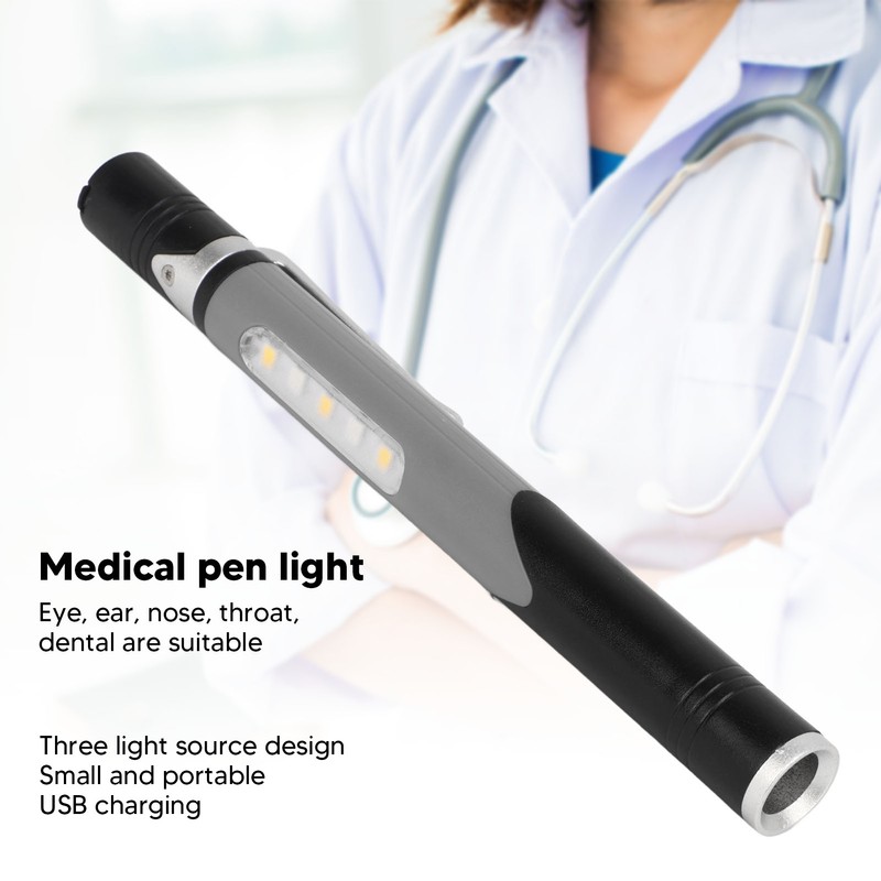 LED Penlight 3 Light Source 4 Light Gear USB Charging
