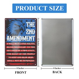 2nd Amendment Metal Tin Sign USA Patriotic Americana Wall Decor for Gun Room Firing Ranges Man Cave Garage Gun Owner Lovers Gift 8" x 12"