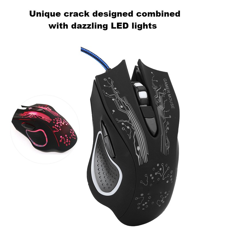 Wired Mouse LED Luminous 6 Key USB Home Office Gaming