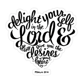 Elizabeth 3 PCs Stickers Bible Verse Delight Yourself in The Lord Psalm 37 4 3 x 4 Inch Die-Cut Wall Decals for Laptop Window Car Bumper Helmet Water Bottle