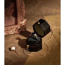 TAIMY Vintage Ring Box Classical Victorian Style Decor Mini Jewelry Box, Handcrafted Antique Ring Box Pocket Size Small Keepsake Box(Equilateral Octagon, Black)