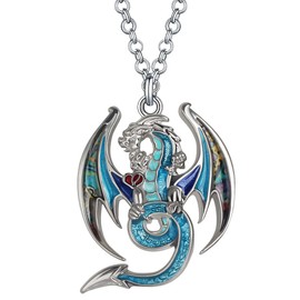 DOWAY Cute Dragon Gifts Fantasy Dragon Necklace Pendant for Women Girls (Navy)