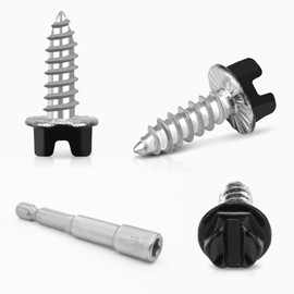 Bopowo 300 Pcs #8x1/2 Self-Tapping Gutter Screws Black Painted Slotted Hex Washer Head #8x1/2 Zinc Plated Finish, Includes 1/4" Magnetic Hex Driver – for Gutter Install