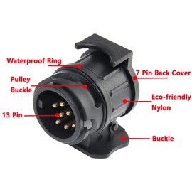 12V Waterproof Towing Socket, 13 to 7 Pin Trailer Towbar Electric Adapter Converter Connector, Accessories for Car Truck Caravan Vehicle