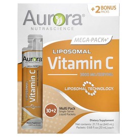 Aurora Nutrascience, Mega-Pack+ Liposomal Vitamin C, 32 packs, 20ml (0.68 fl oz) each / Aurora Nutrascience (오로라 뉴트라사이언스), Mega-Pack+ 리포소말 비타민C, 32팩, 각 20ml(0.68fl oz)