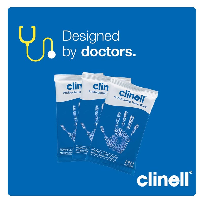 Clinell Antibacterial Hand Wipes Moisturising Antibacterial Wipes with Aloe Vera,