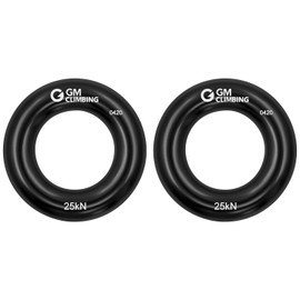 GM CLIMBING Black Small Rappel Ring 25kN for Rock Climbing Arborist Rescue Slackline Hammock 2-Pack