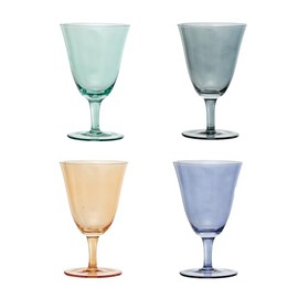 Creative Co-Op 8 Oz. Stemmed Wine Glass Set, Multicolor, Set of 4