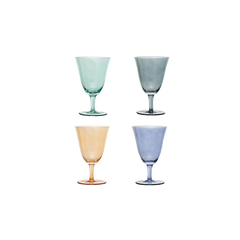 Creative Co-Op 8 Oz. Stemmed Wine Glass Set, Multicolor, Set